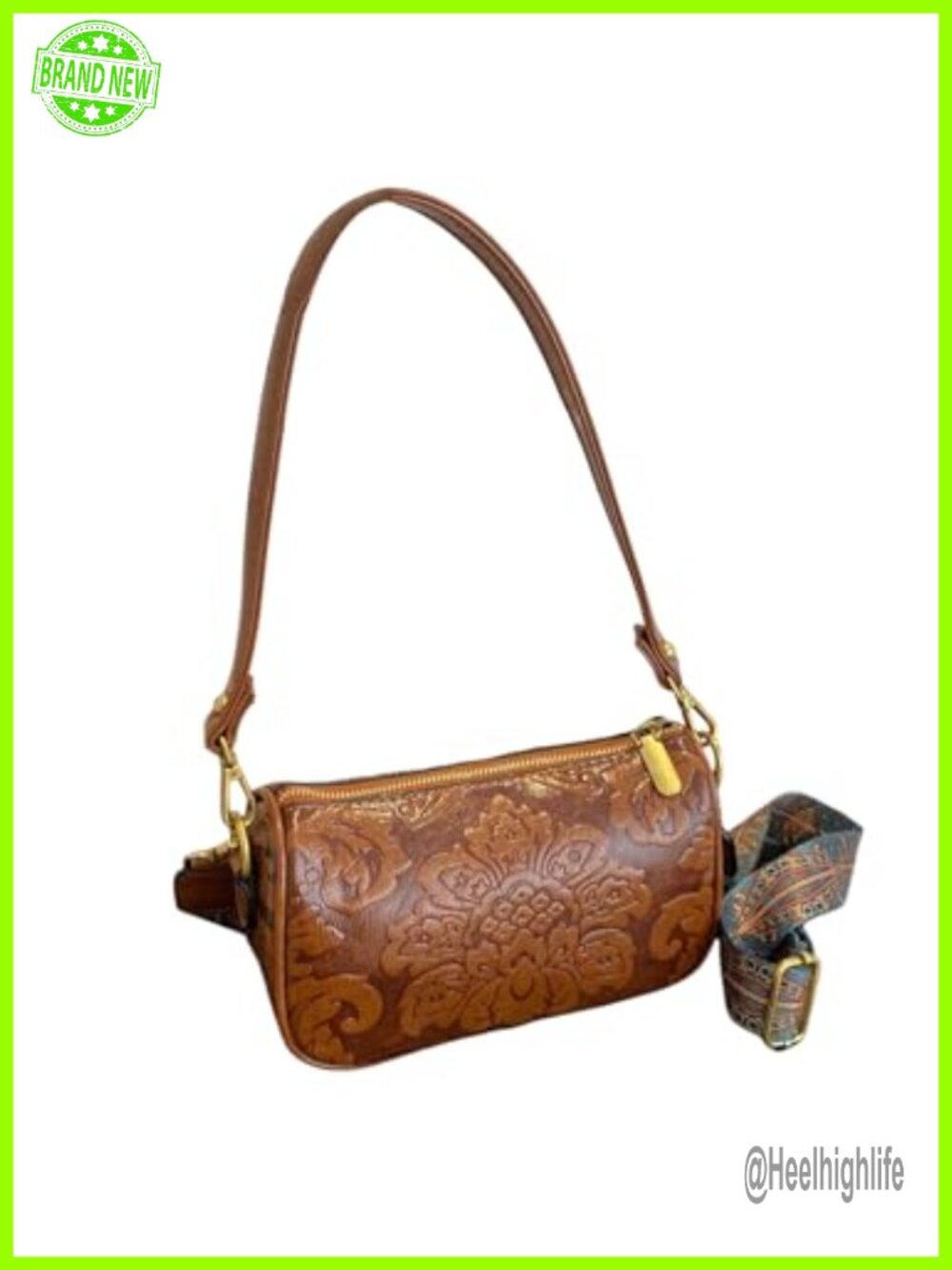 Western Floral Zipper PU Leather Crossbody Bag Tooled Vintage Cowgirl
